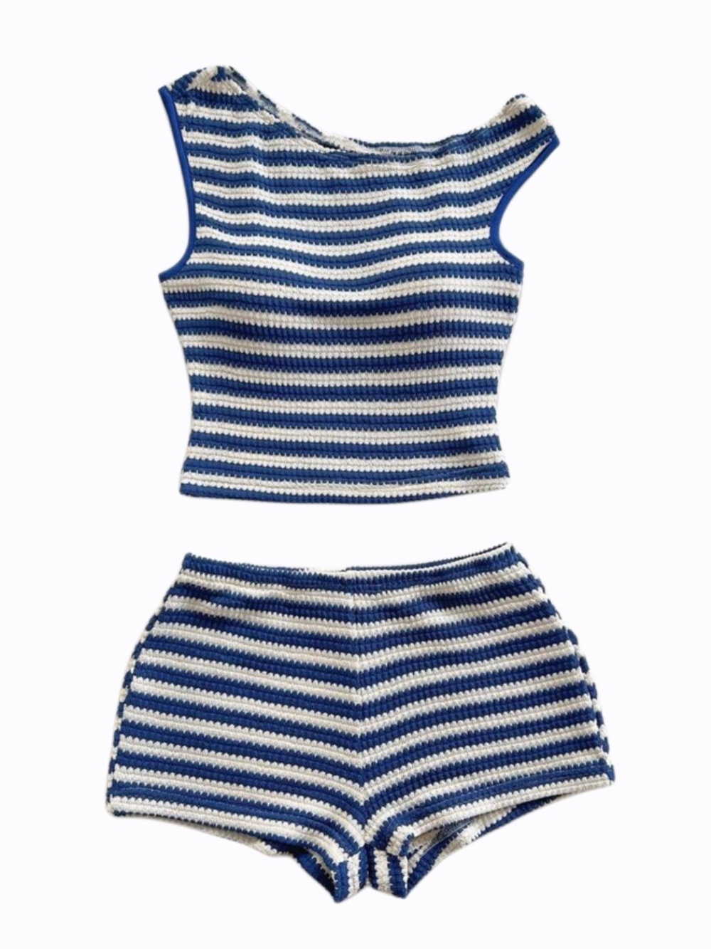 SHEIN X Eduarda Gutierrez Soleia Women's 2pcs Set Blue And White